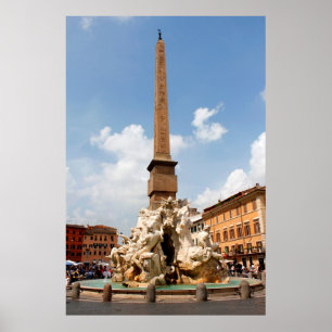 Springbrunnen der vier Flüsse, Rom Italien Poster