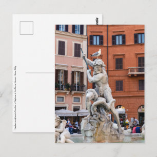 Springbrunnen des Neptun auf der Piazza Navona - R Postkarte