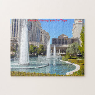 Springbrunnen in Las Vegas Nevada.Weihnachtsgrüße Puzzle
