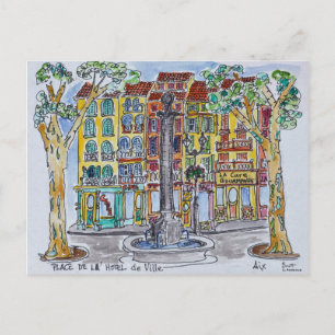 Springbrunnen Place de L'Hotel de Ville Postkarte