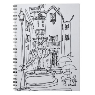 Springbrunnen-Plaza Grasse, Frankreich Notizblock