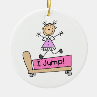 Springen auf das Strichmännchen-Girl Keramik Ornament