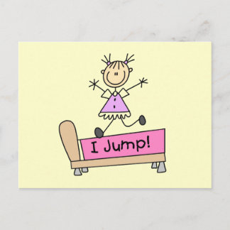 Springen auf das Strichmännchen-Girl Postkarte