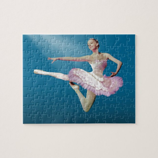 Springen der Ballerina auf Blau Puzzle (Horizontal)