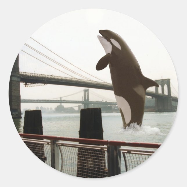 Springen der Brooklyn Bridge Sticker (Vorderseite)