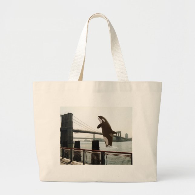 Springen der Brooklyn-Brücken-Tasche Jumbo Stoffbeutel (Vorne)
