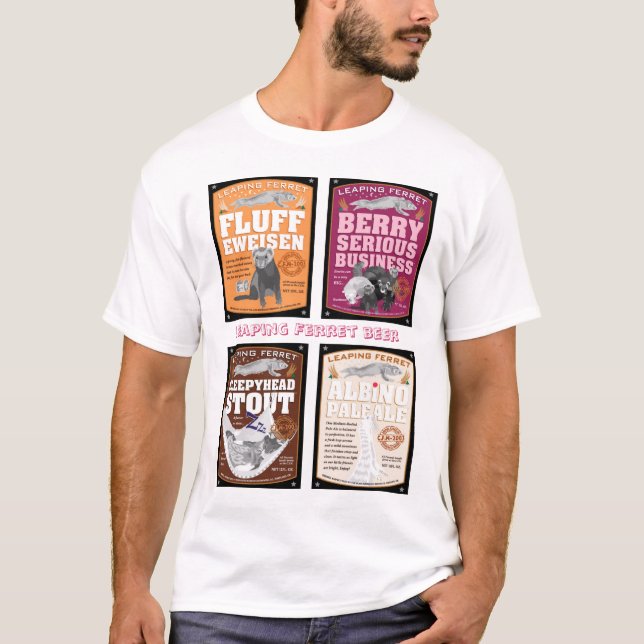 Springen der Frettchenbieraufkleber T-Shirt (Vorderseite)