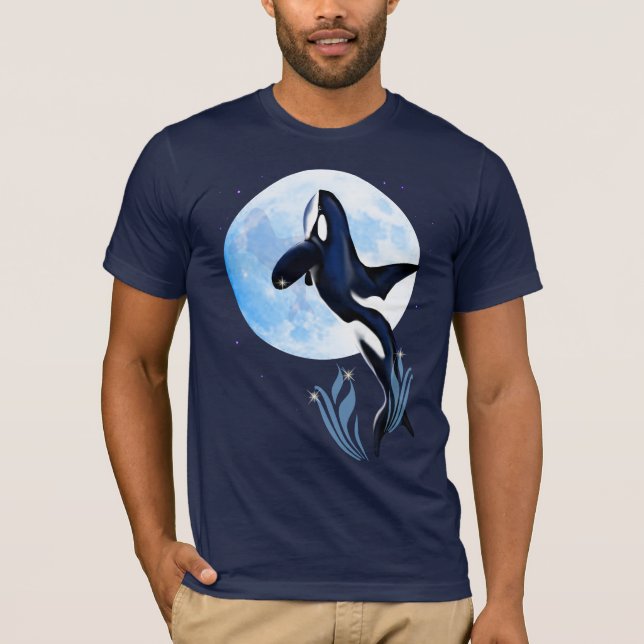 Springen der Orca-und Mond-Shirts T-Shirt (Vorderseite)