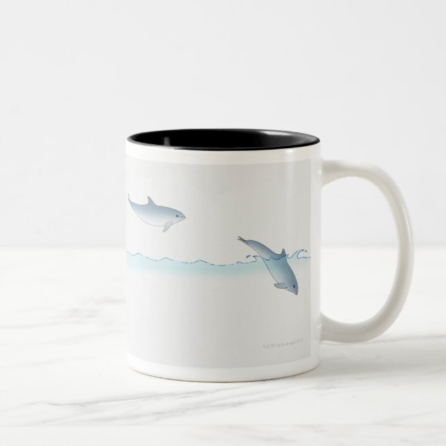 Springen des Delphins Zweifarbige Tasse (Rechts)