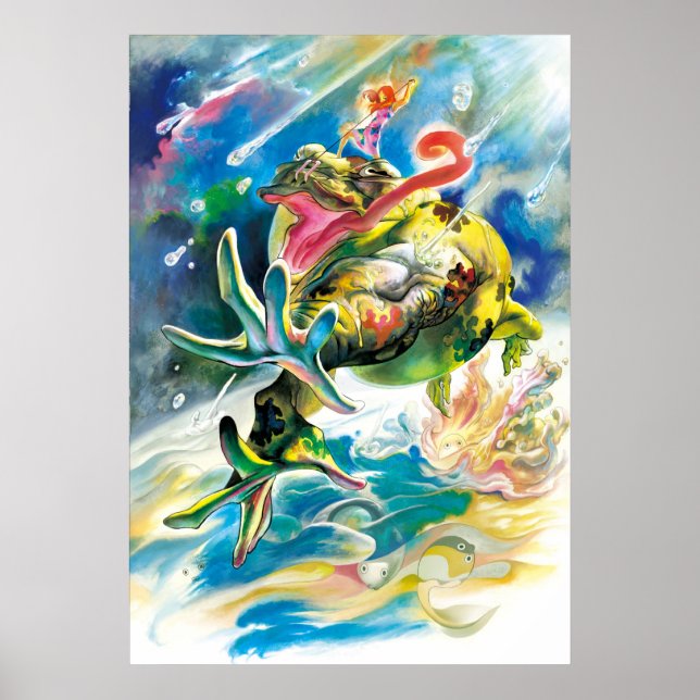 Springen in den regnerischen Tag Poster (Vorne)