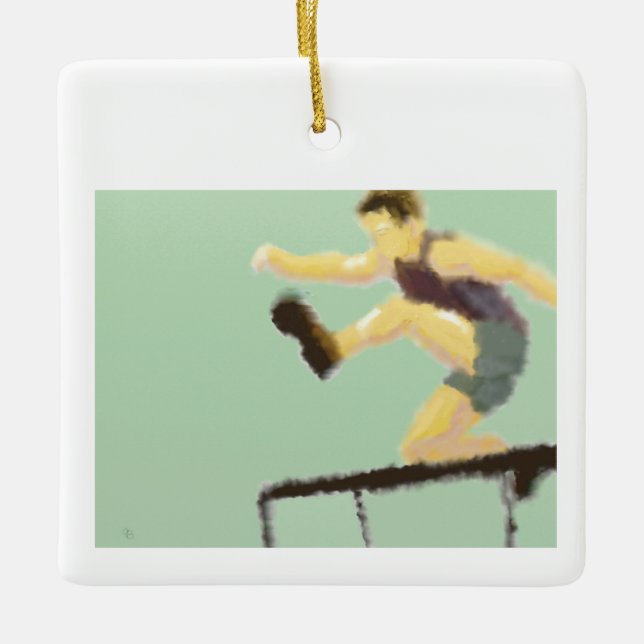 Springen über die Hürde der Kunst Keramikornament (Vorderseite)