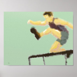 Springen über die Hurdle Art Poster
