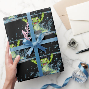 Springen von Fröschen in Wasserschrott Geschenkpapier