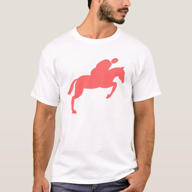 Springen von Pferden - tropisches Rosa T-Shirt (Vorderseite)