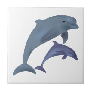 Springende Delphinillustration Fliese