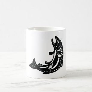Springende Forellenfisch-Silhouette Kaffeetasse