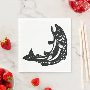 Springende Forellenfisch-Silhouette Serviette
