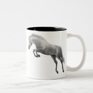 Springende graue PferdeTasse Zweifarbige Tasse