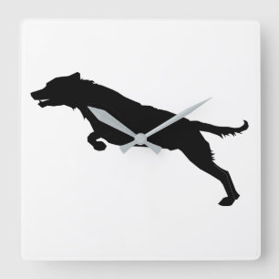 Springende Hund-Silhouette Quadratische Wanduhr