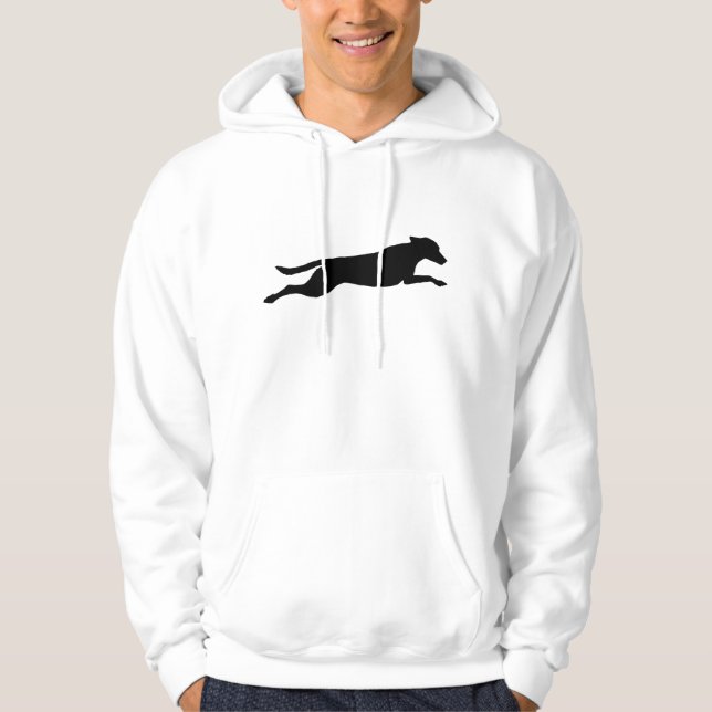 Springende HundeSilhouette Hoodie (Vorderseite)