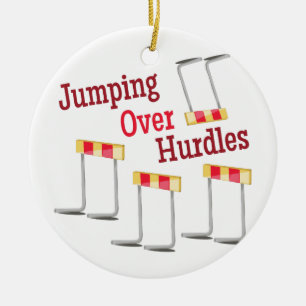 Springende Hürden Keramik Ornament