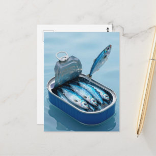 Springende Sardinen aus der Dose Postkarte