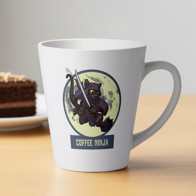 Springende schwarze Katzen-Ninja-Alternative-Tier- Milchtasse (Von Creator hochgeladen)