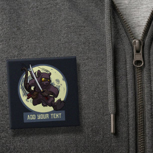 Springende schwarze Katzen-Ninja-Alternative-Tierk Button