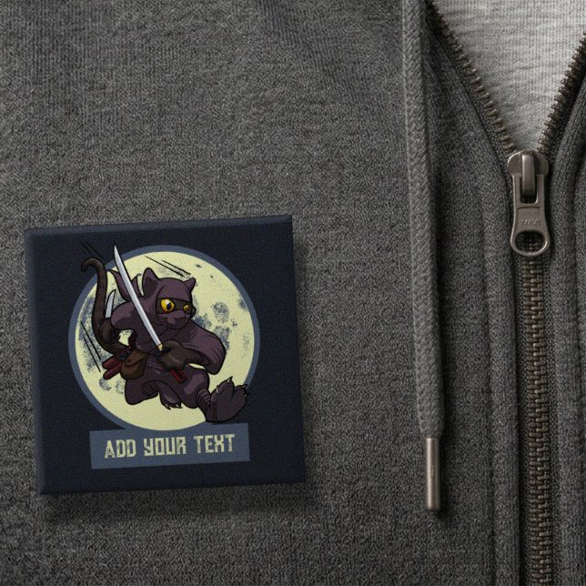 Springende schwarze Katzen-Ninja-Alternative-Tierk Button (Von Creator hochgeladen)