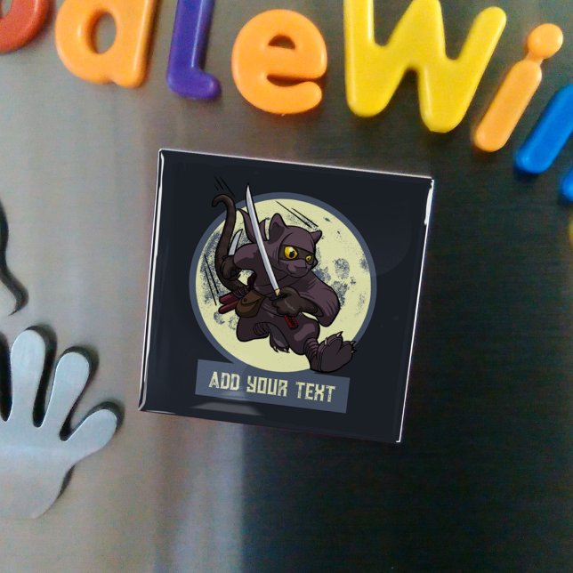 Springende schwarze Katzen-Ninja-Alternative-Tierk Magnet (Von Creator hochgeladen)