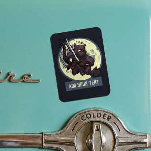 Springende schwarze Katzen-Ninja-Alternative-Tierk Magnet