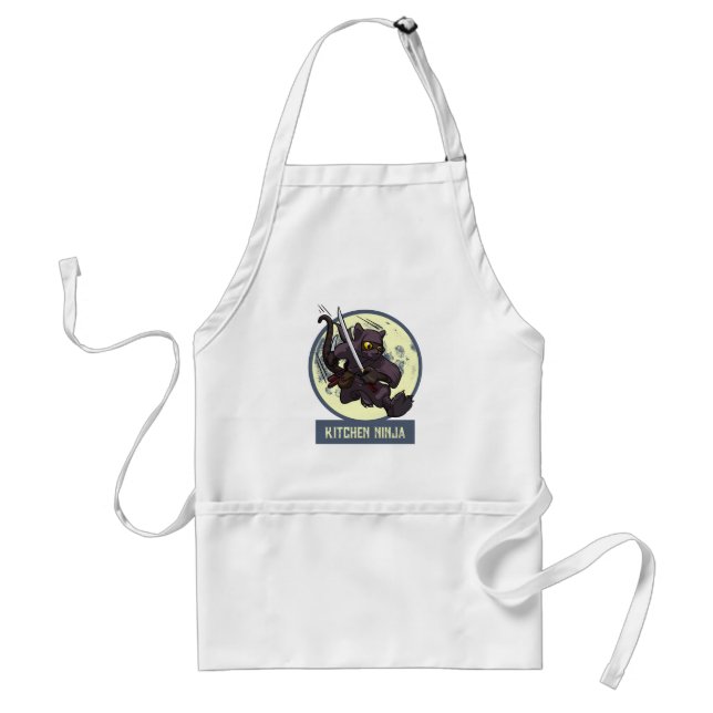 Springende schwarze Katzenküchen-Ninja-Tiergrafik Schürze (Vorne)