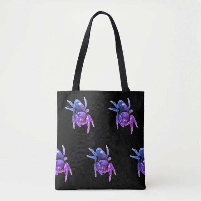 Springende Spinne Lila und Schwarze Tragetasche (Vorderseite)