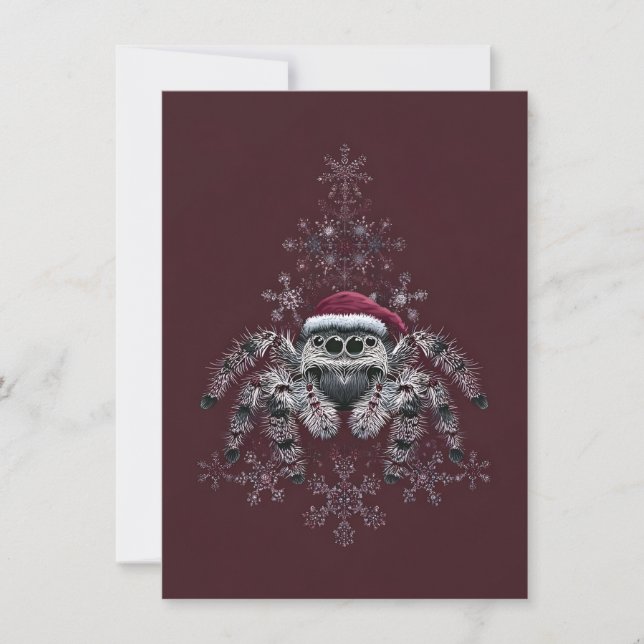 Springende Weihnachtskarte mit Springspinne Feiertagskarte (Vorderseite)