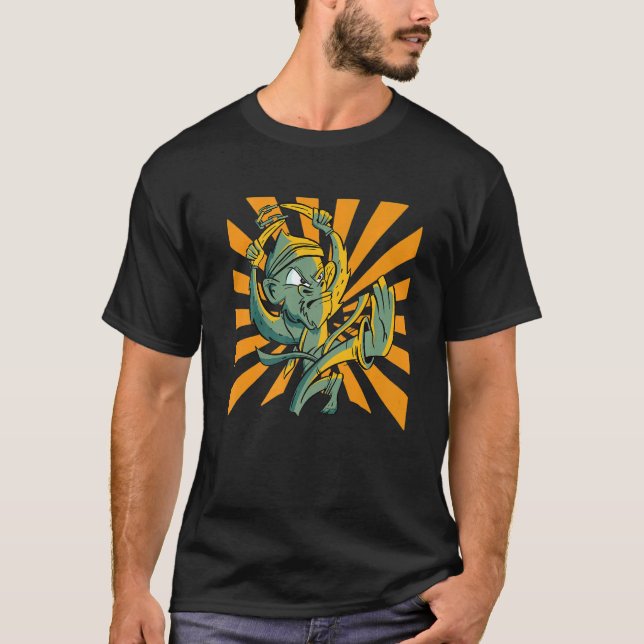Springender Affe Karate T-Shirt (Vorderseite)