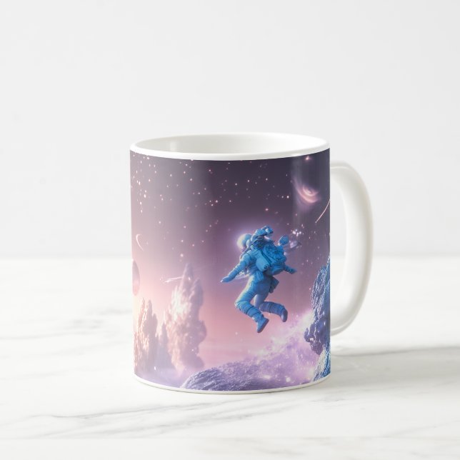 Springender Astronaut Kaffeetasse (VorderseiteRechts)