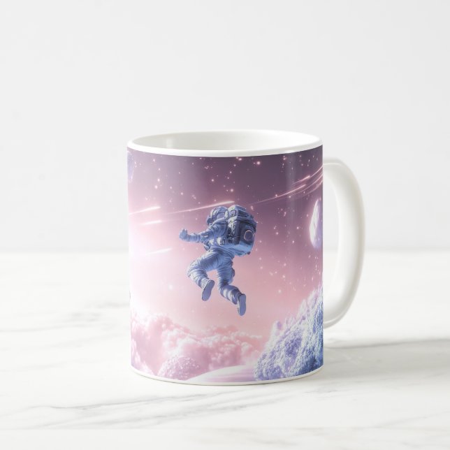 Springender Astronaut Kaffeetasse (VorderseiteRechts)