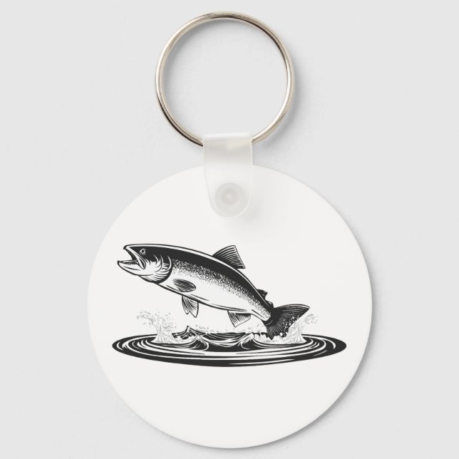 springender atlantischer Lachs Schlüsselanhänger (Vorderseite)