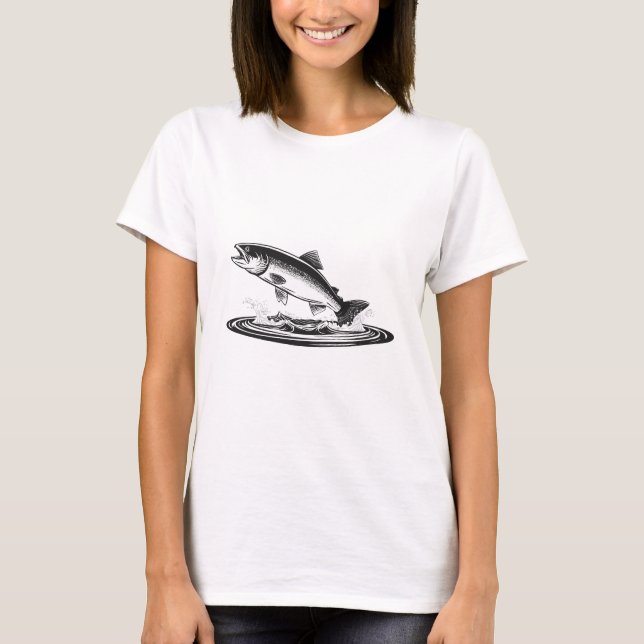 Springender Atlantischer Lachs T-Shirt (Vorderseite)