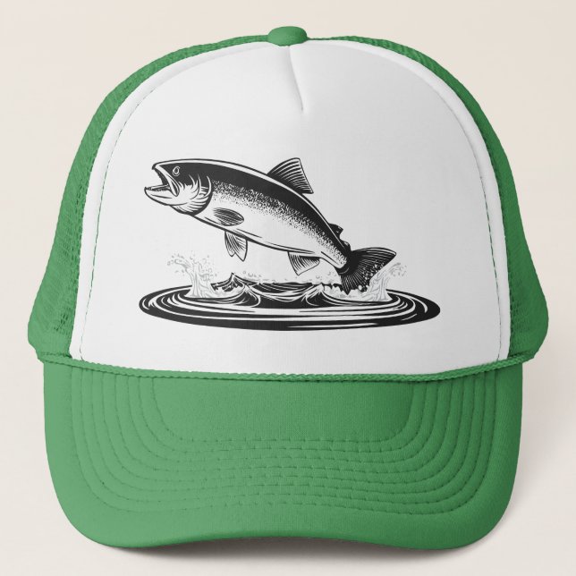 springender atlantischer Lachs Truckerkappe (Vorderseite)
