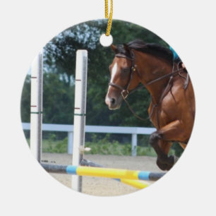 Springender Bay-Pferdeschmuck Keramikornament