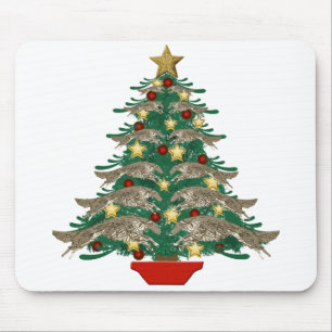 Springender Borzoi-Christbaum Mousepad
