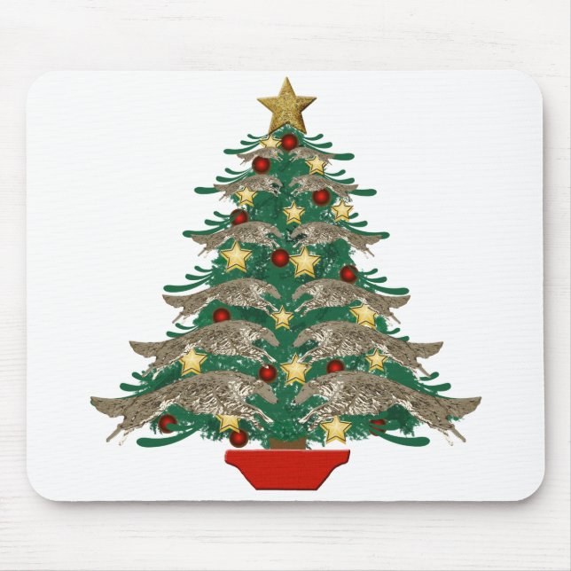 Springender Borzoi-Christbaum Mousepad (Vorne)