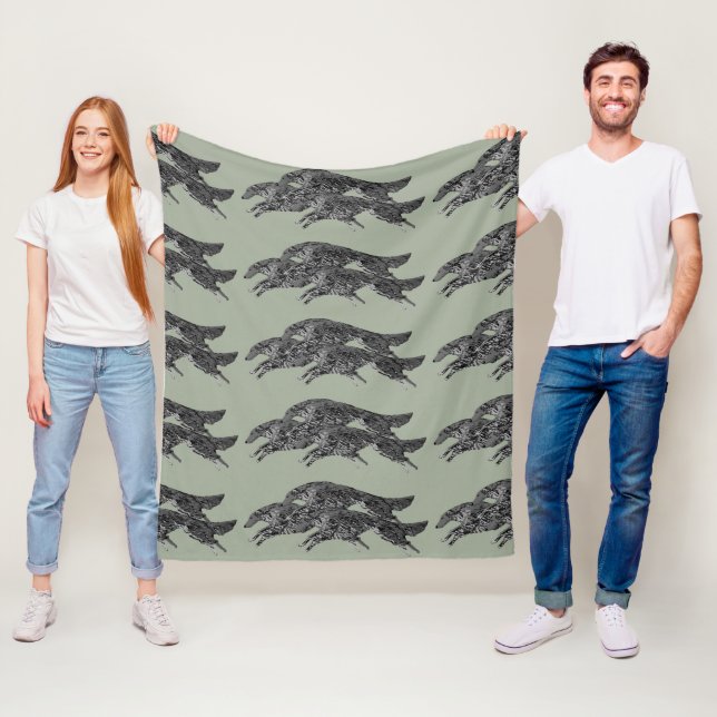 Springender Borzoi-Fliesen-Decke Fleecedecke (Beispiel)