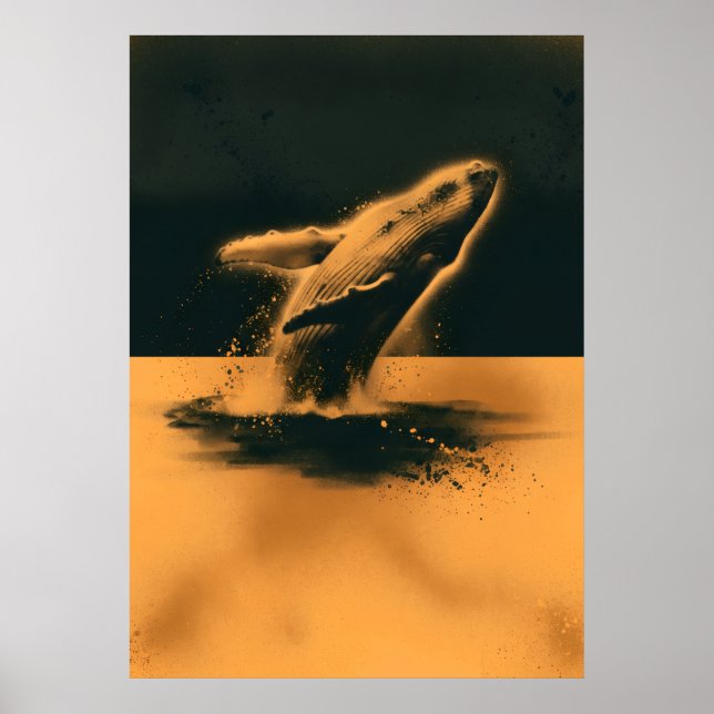 Springender Buckelwal Bernstein-Ozean-Kunst Poster (Vorne)