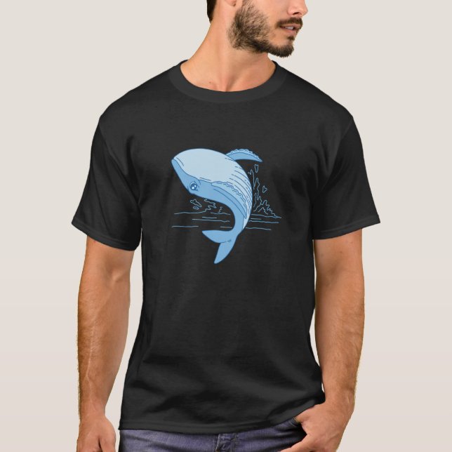 Springender Buckelwal Blauwal Springend T-Shirt (Vorderseite)