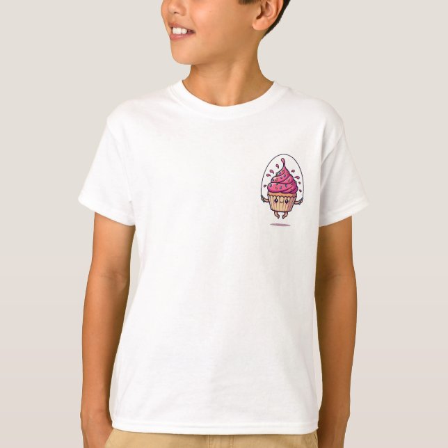 Springender Cupcake Streusel Spaß Kinder T-Shirt (Vorderseite)
