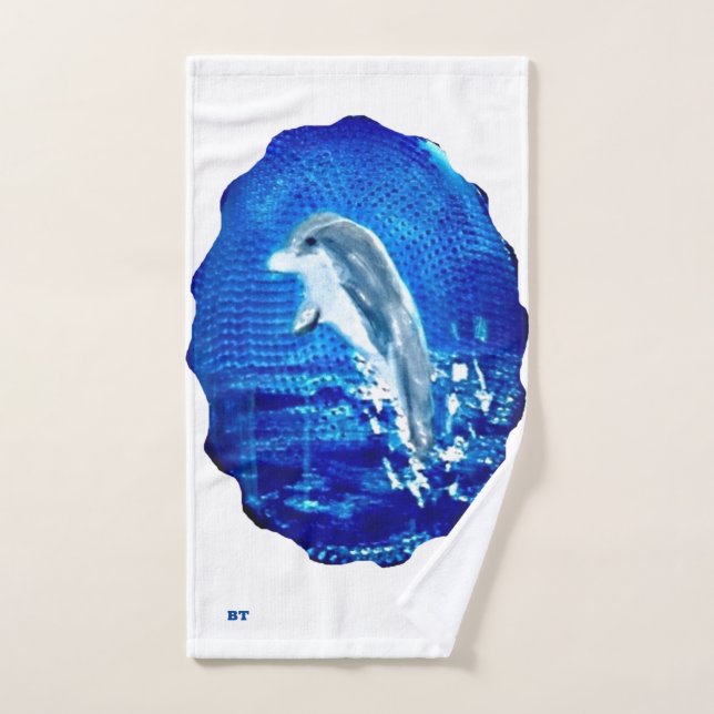 Springender Delfin Blaues Meer Handtuch (Handtuch)