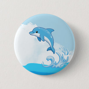 Springender Delfin Ozean Abenteuer Button