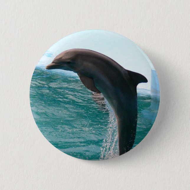 Springender Delphin-Knopf Button (Vorderseite)